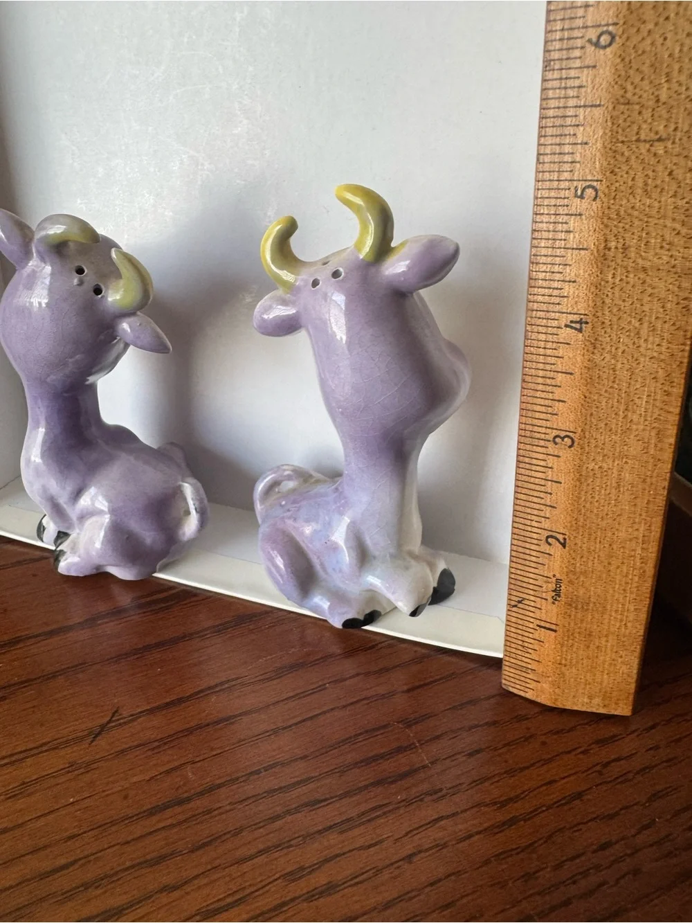 Vintage Purple Ceramic Cow Salt & Pepper Shakers Japan MCM Anthropomorphic Set